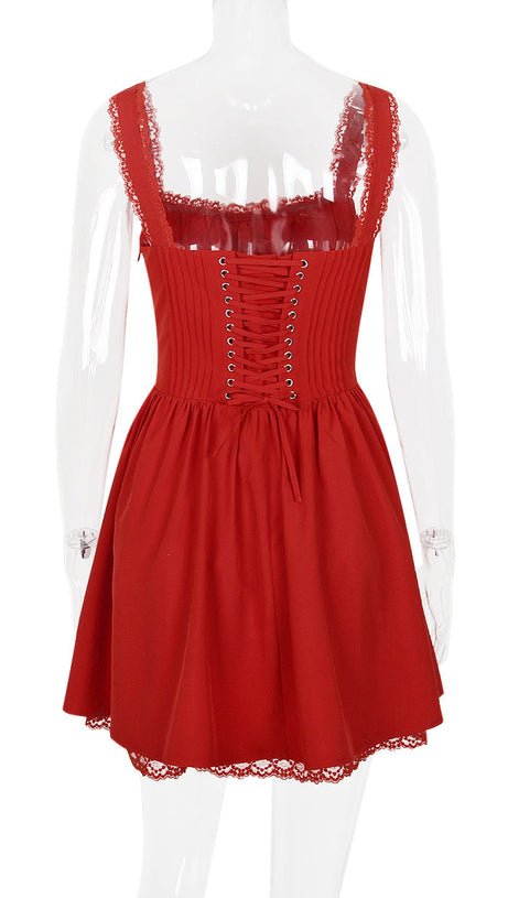 LACE CORSET MINI DRESS IN WHITE