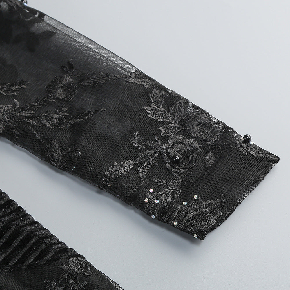 AIIZIE DIAMOND THREE-DIMENSIONAL FLOWER JUMPSUIT IN BLACK - product image