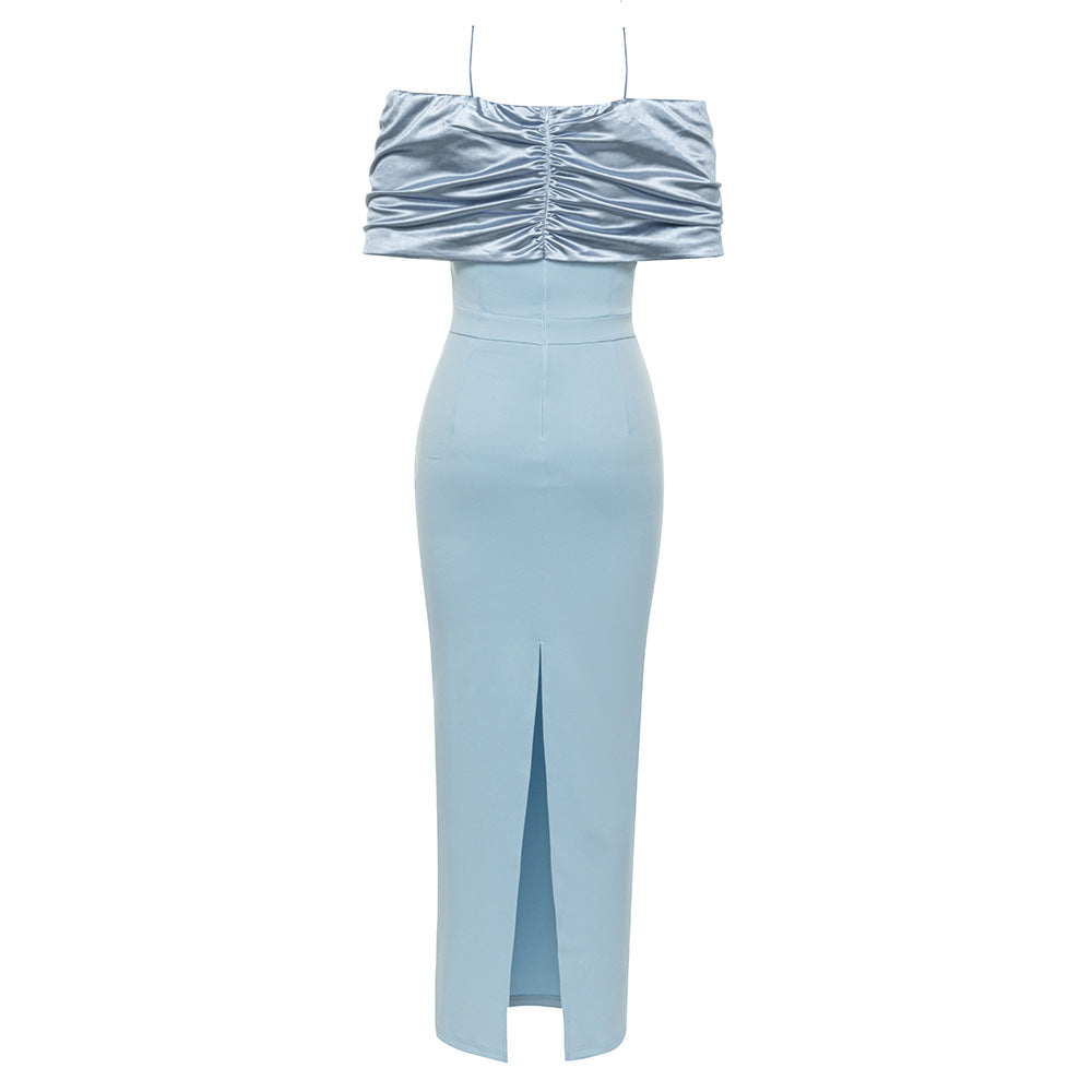 AIIZIE BLUE BOW - DECORATED OFF - SHOULDER MIDI DRESS - product image