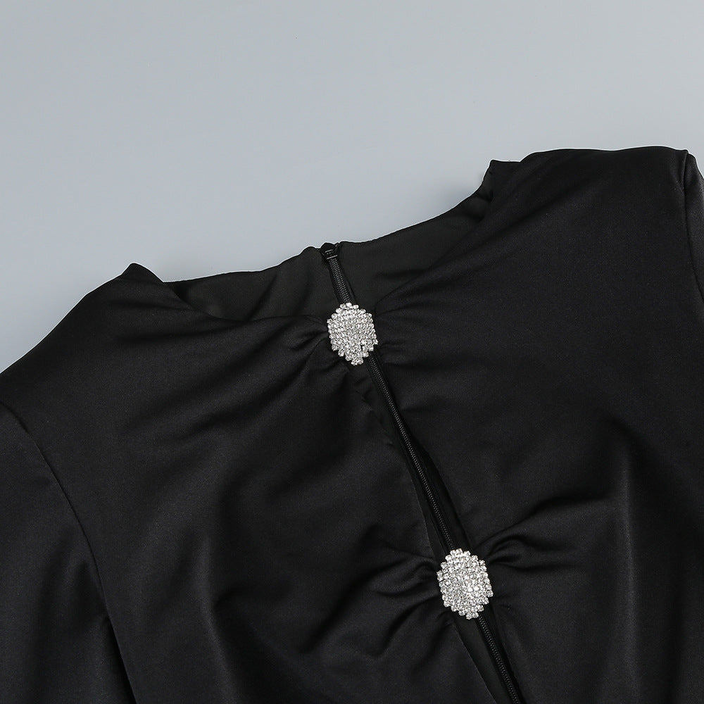 AIIZIE CRYSTAL-EMBELLISHED CUTOUT BLACK MINI DRESS - product image