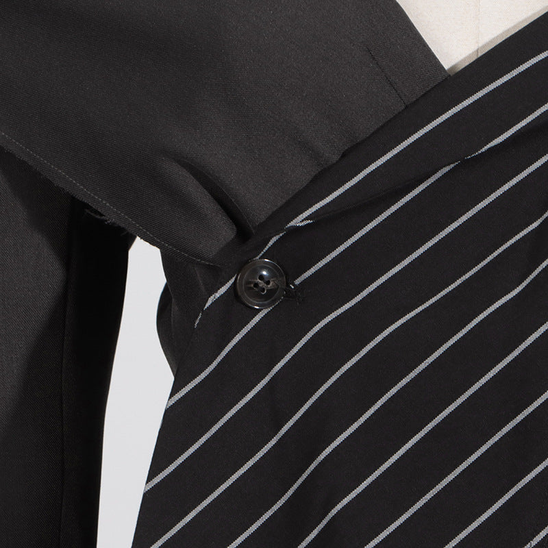 GRACE DECONSTRUCTED NADELSTREIFEN-MINIKLEID AUS WOLLMISCHUNG IN SCHWARZ