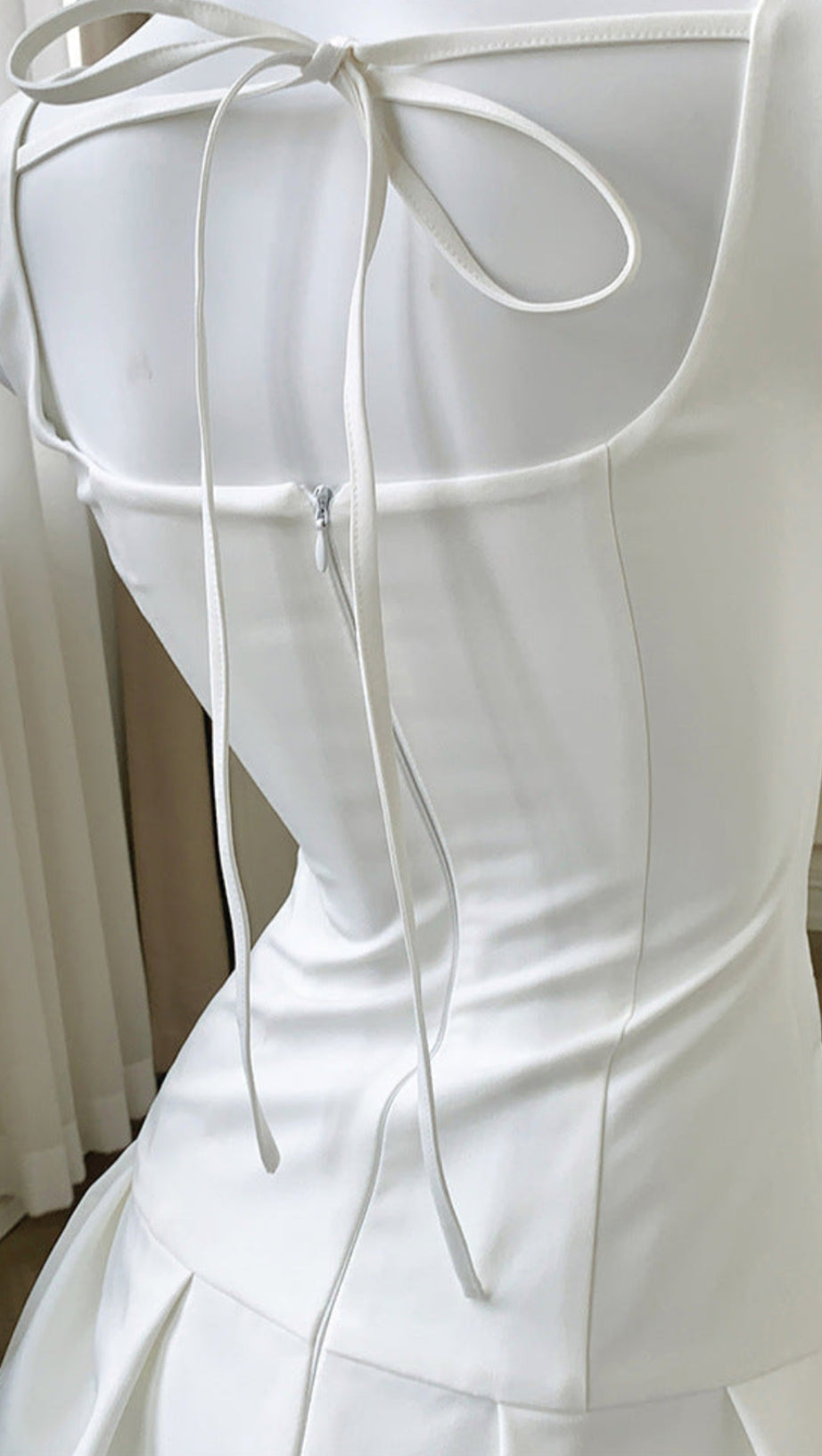 ARABELA SQUARE NECK BUD MINI DRESS IN BEIGE