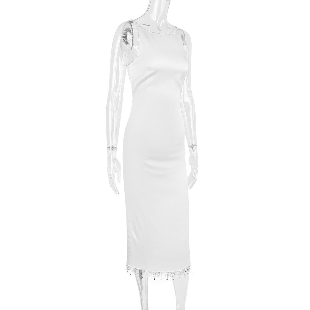 AIIZIE CRYSTALLISED MIDI DRESS IN IVORY - product image