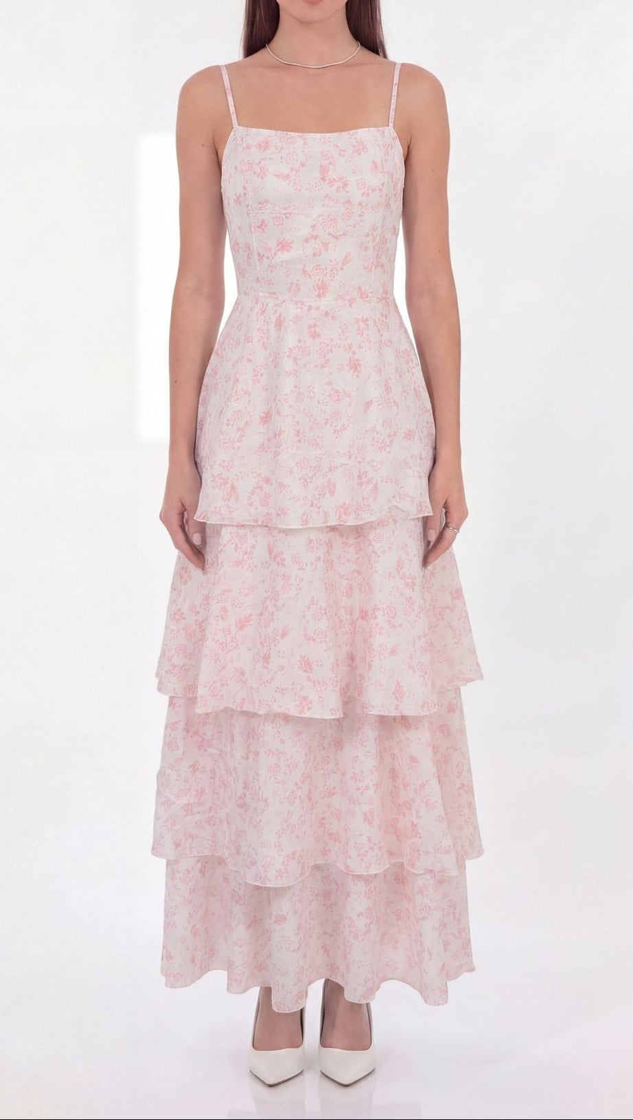 eileen floral print layer strappy maxi dress - pink