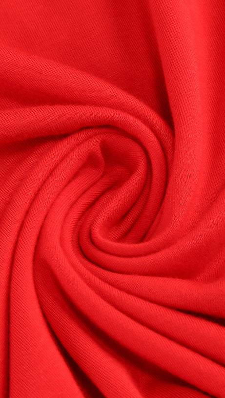Neckholder-Midikleid mit floralem Rüschenbesatz in Rot