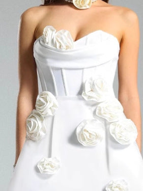 MINI ABITO CON BENDAGGI DECORATI CON FIORI 3D