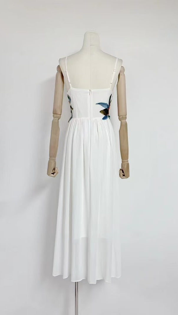 AIIZIE JOANN APPLIQUÉ CAMELLIA FLORAL MAXI DRESS IN WHITE - product image