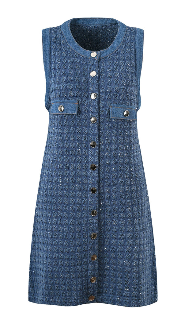 AIIZIE PALMARE TWEED MINI DRESS IN BLUE - product image