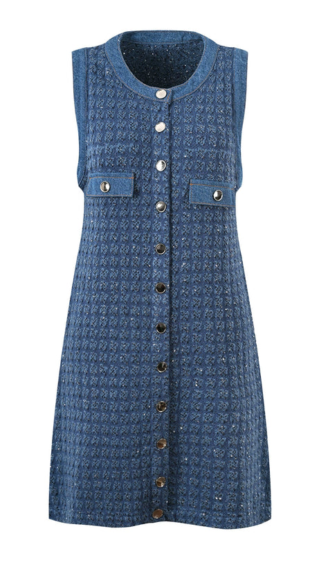 PALMARE TWEED MINI DRESS IN BLUE