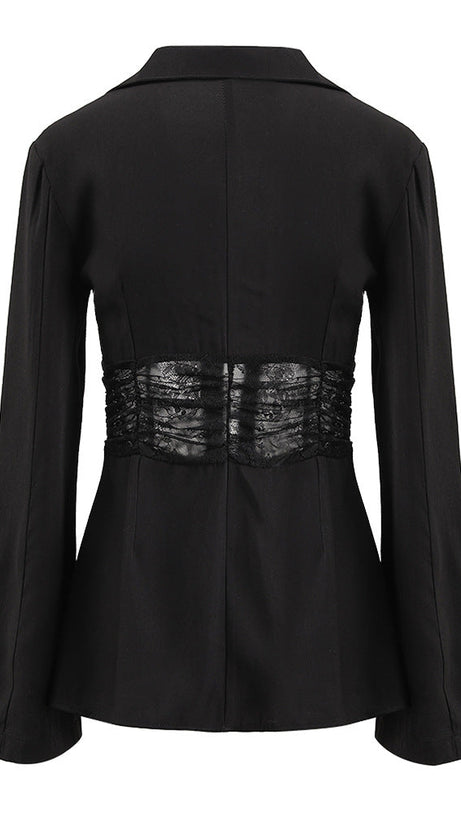 Melany – Durchsichtiges Schnürhemd in Schwarz