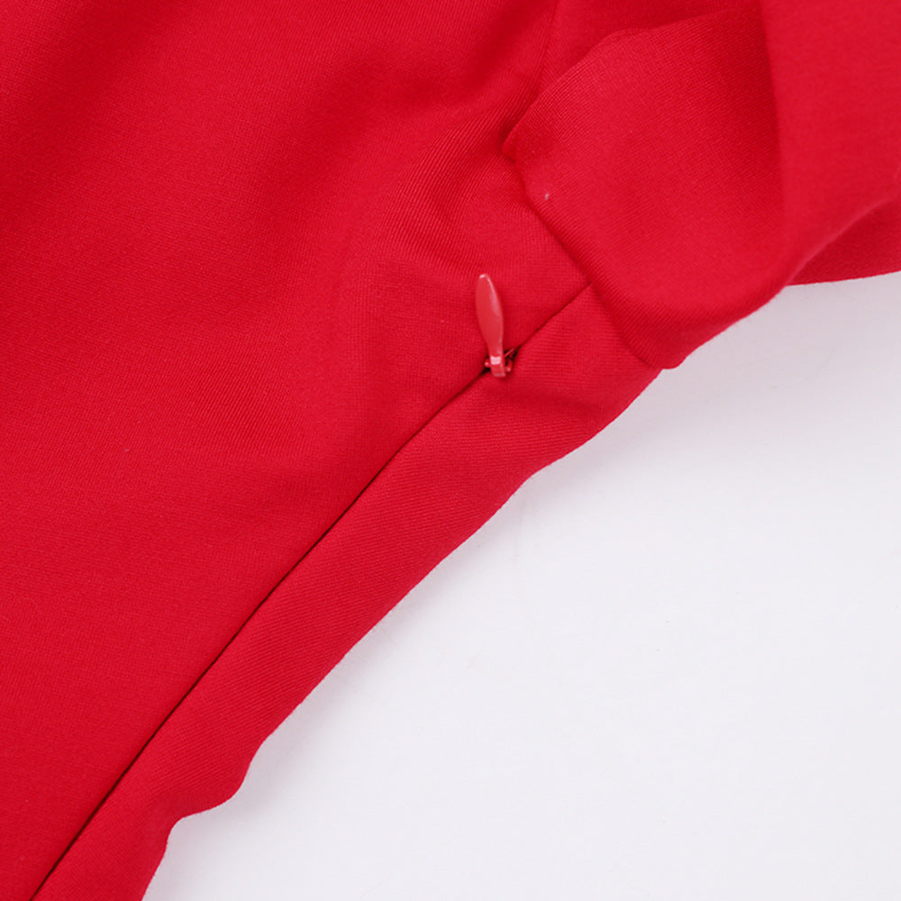 AIIZIE ALBERTA RED ONE SHOULDER SLIT PLEATED MAXI DRESS - product image