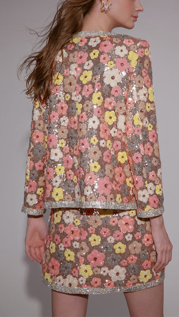 AIIZIE FLOWER DIAMOND TOP SHORT SKIRT IN PINK - product image