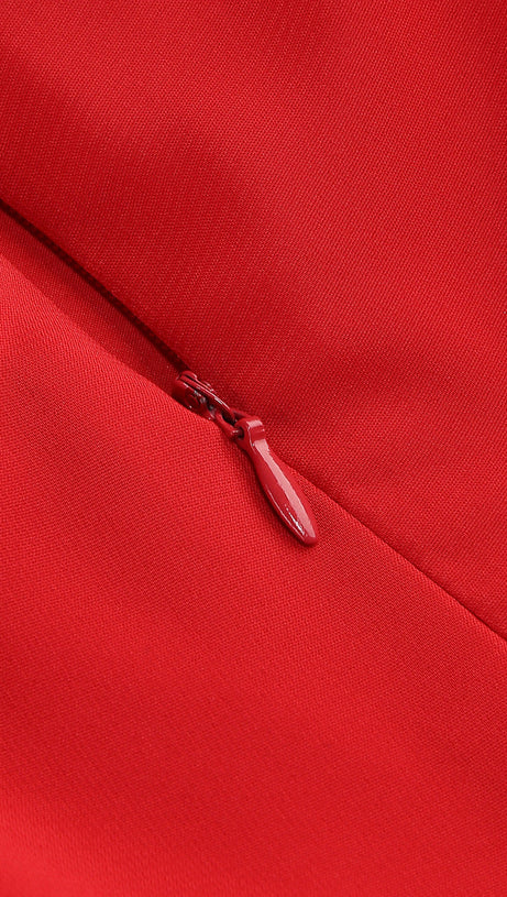 WINIFRED 3D FLOWER STRAP MAXI DRESS IN RED