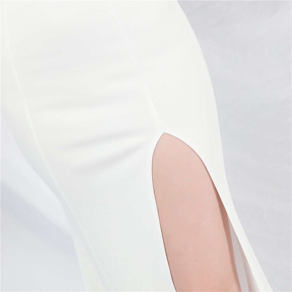 AIIZIE DOLORES ONE-SHOULDER FLORAL MAXI DRESS IN WHITE - product image