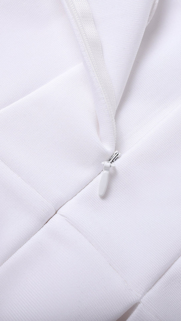 AIIZIE ANILA SQUARE NECK CRYSTAL EMBELLISHED MINI DRESS IN WHITE - product image