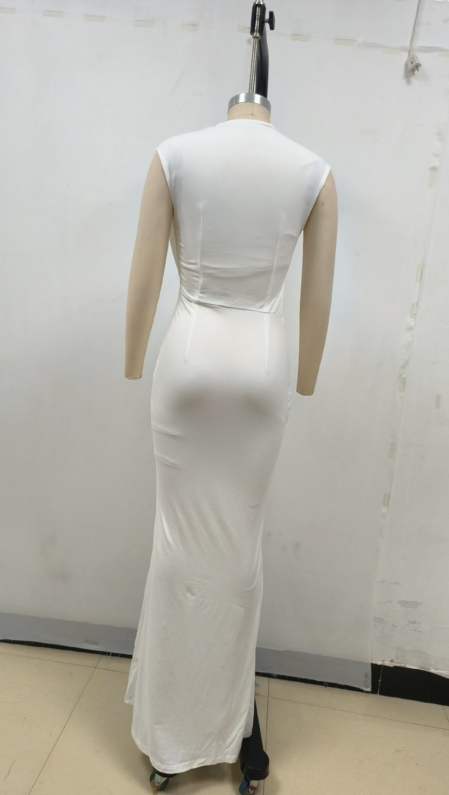 WHITE CUT - OUT ASYMMETRIC MAXI DRESS