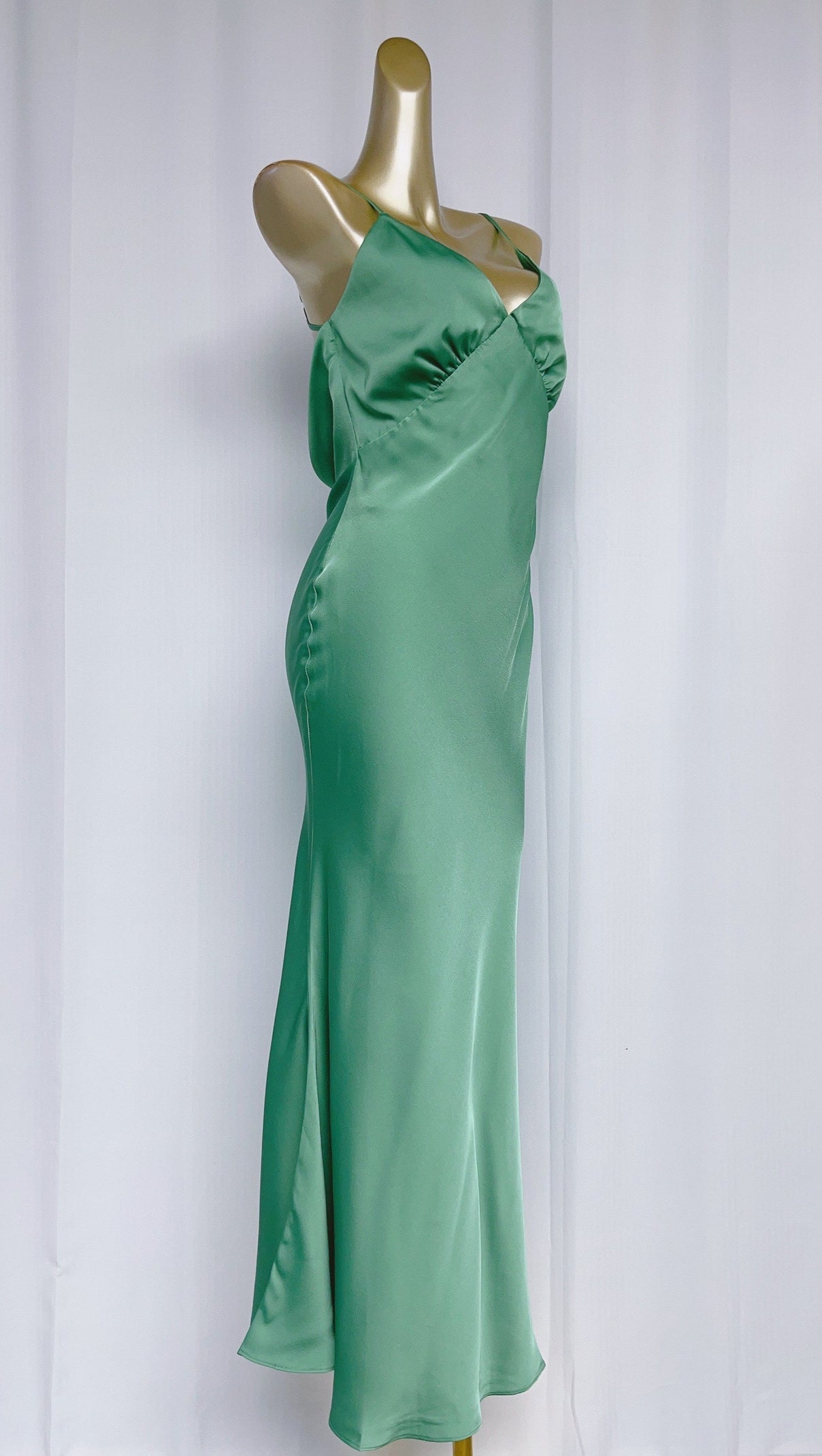 AIIZIE VIDA SATIN MIDI DRESS IN JUNIPER GREEN - product image