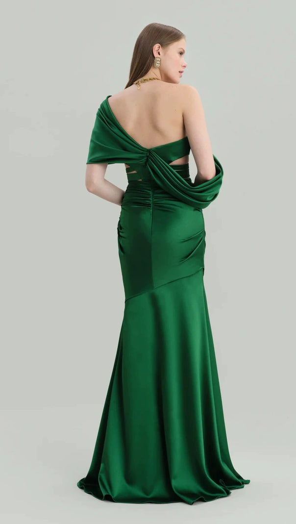 AIIZIE CHESNA GREEN HEART BANDAGE MAXI DRESS - product image