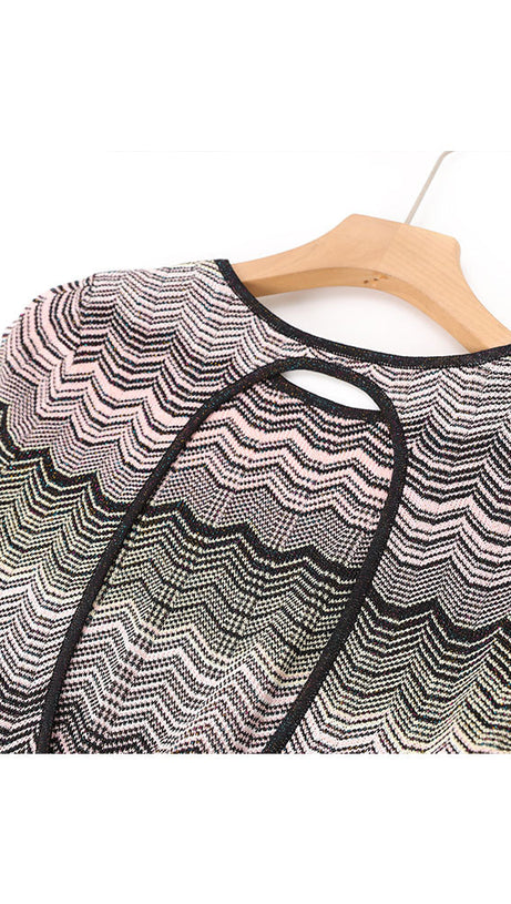 MULTICOLOR MAXI DRESS WITH LAMÉ GREEK MOTIF