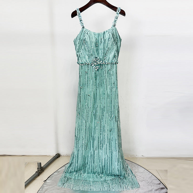 nail bead sequin mesh dress