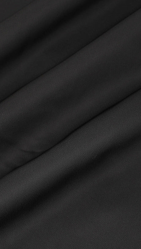 ARLENE BLACK LONG SLEEVED CUT OUT SILK TAFFETA MIDI DRESS