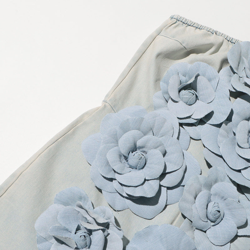 BERLIN FLORAL DENIM JUMPSUIT IN LIGHT WASH