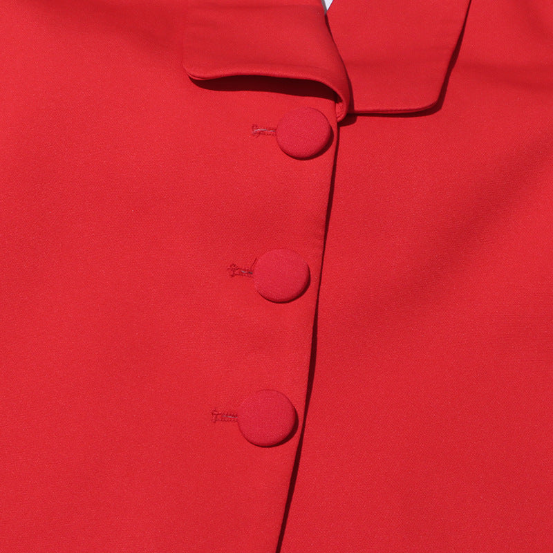 ELAINE DACRE BLAZER MIT RÜCKENAUSSCHNITT UND BLUMEN IN ROT