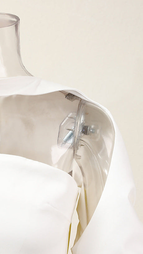 ARLENE YELLOW LONG SLEEVED CUT OUT SILK TAFFETA MIDI DRESS