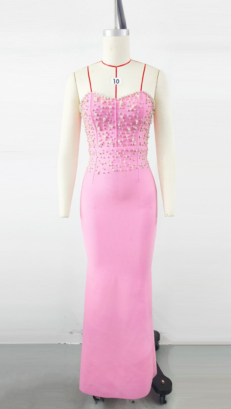 Pearl Bandage Maxikleid Tube Top Fischschwanz Rosa 