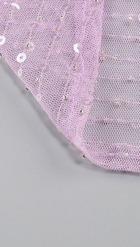 SEQUIN GLITTERING MAXI DRESS IN PALE PURPLE