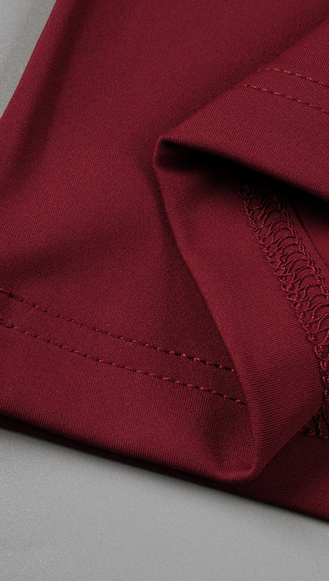 SHEER KNIT CURVE MAXI DRESS IN MERLOT