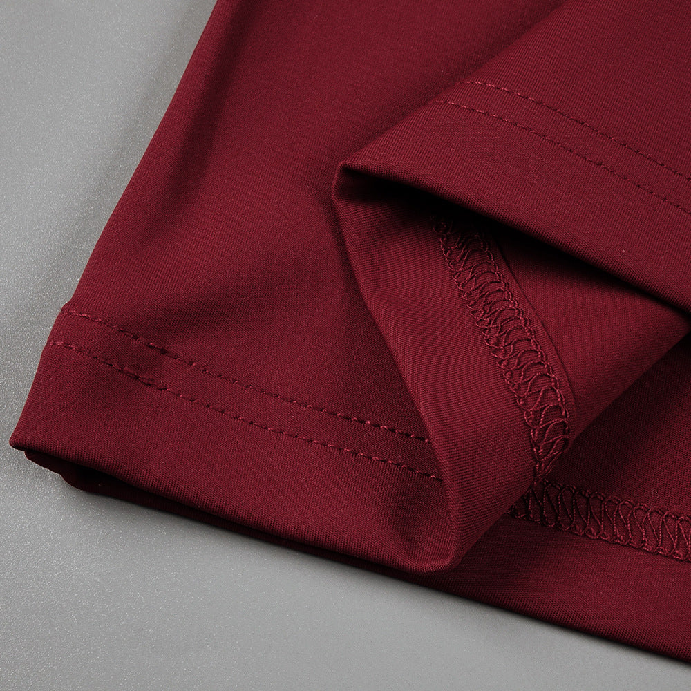 AIIZIE SHEER KNIT CURVE MAXI DRESS IN MERLOT - product image