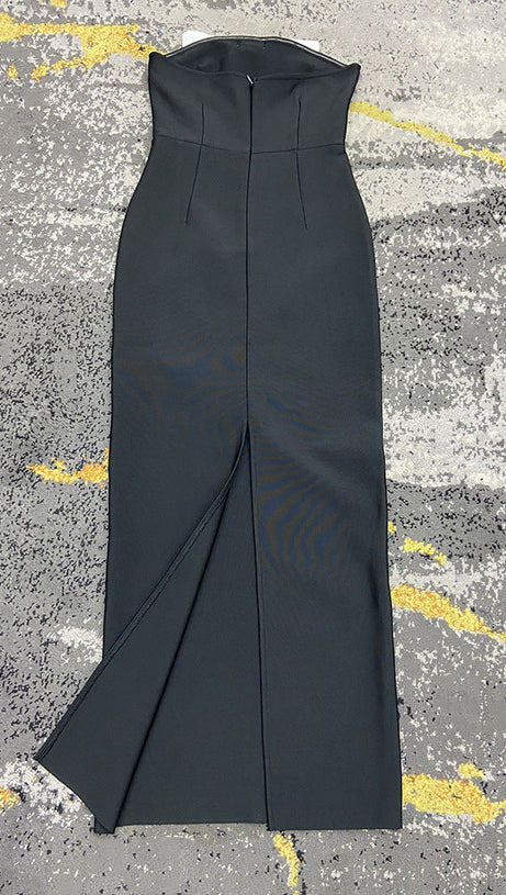 BOW-EMBELLISHED MIDI DRESS IN BLACK