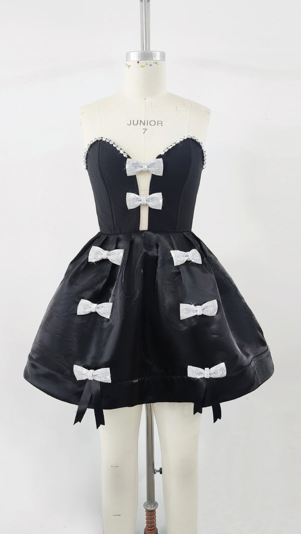 AIIZIE BOW DIAMOND BIRTHDAY EVENING MINI DRESS - product image