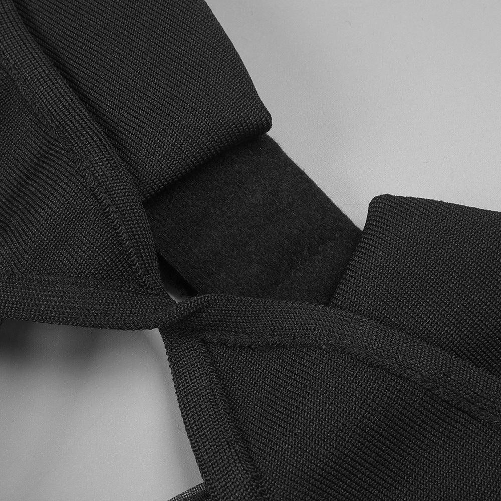 ABITO LUNGO IN MAGLIA CON SPACCO SUL RETRO NERO