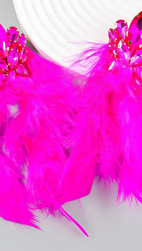 RHINESTONE FEATHER EARRINGS