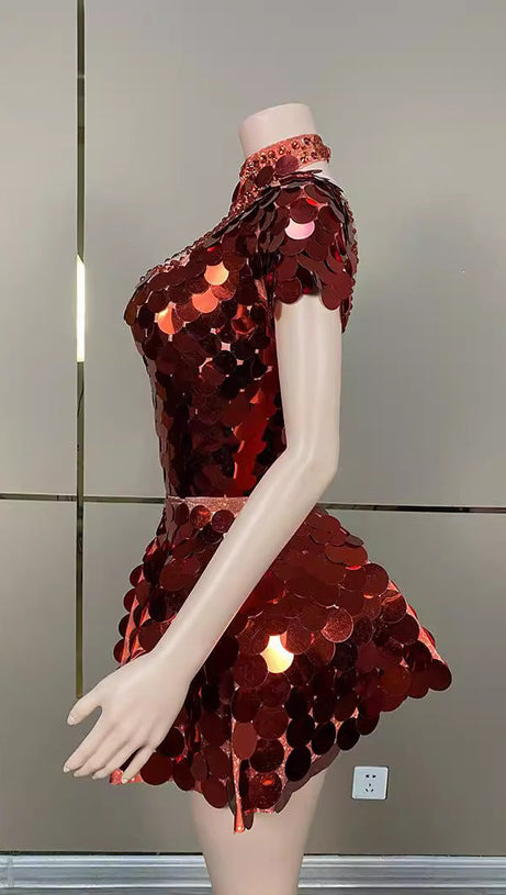 HELENE BURGUNDY SEQUINS DIAMANTE SET