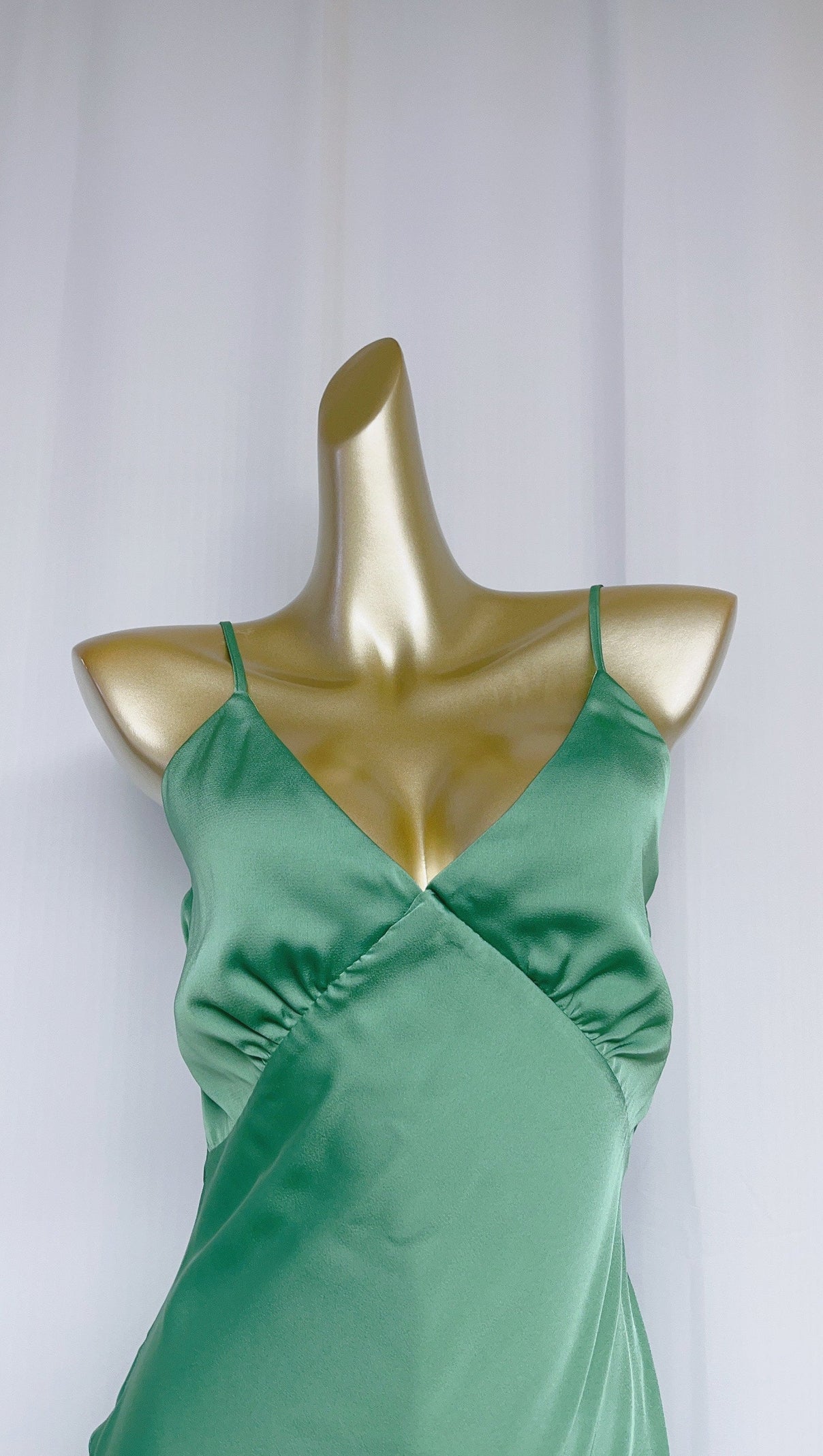 AIIZIE VIDA SATIN MIDI DRESS IN JUNIPER GREEN - product image