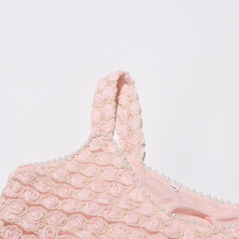 SYLVIA PINK – Ärmelloses Midikleid mit Stickereien