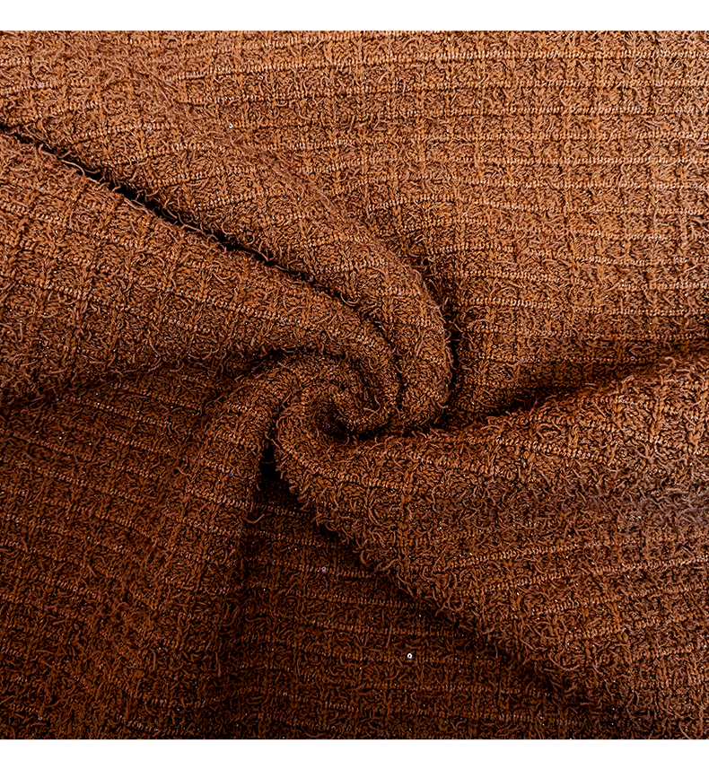 BRAIDED-EDGE TWEED MIDI DRESS IN BROWN