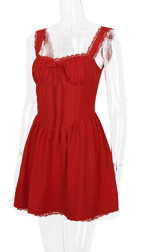 LACE CORSET MINI DRESS IN WHITE