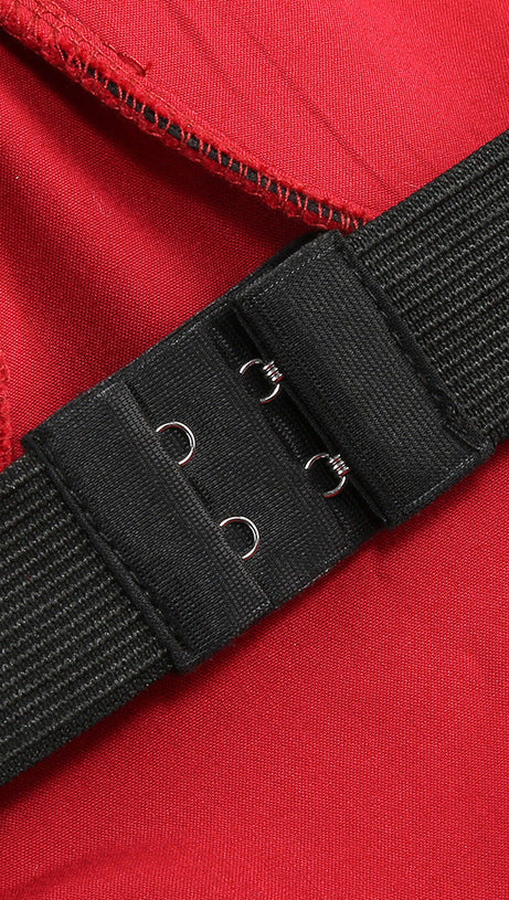 SALLY RUFFLE TRIM STRAPLESS MINI DRESS IN RED