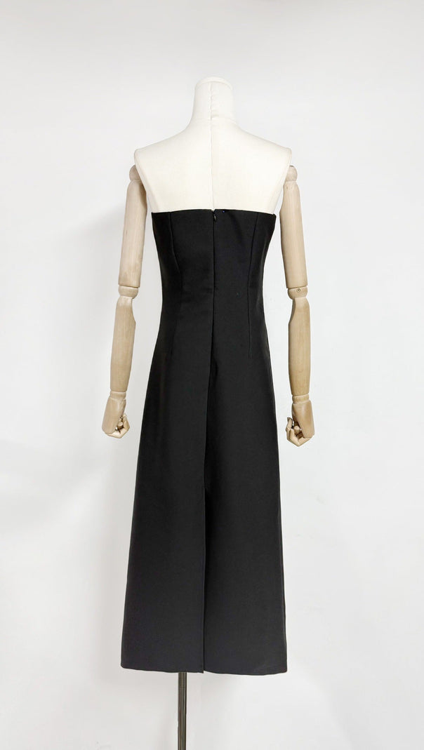 AIIZIE SUZANNE APPLIQUÉ FLORAL BUSTIER MAXI DRESS IN BLACK - product image