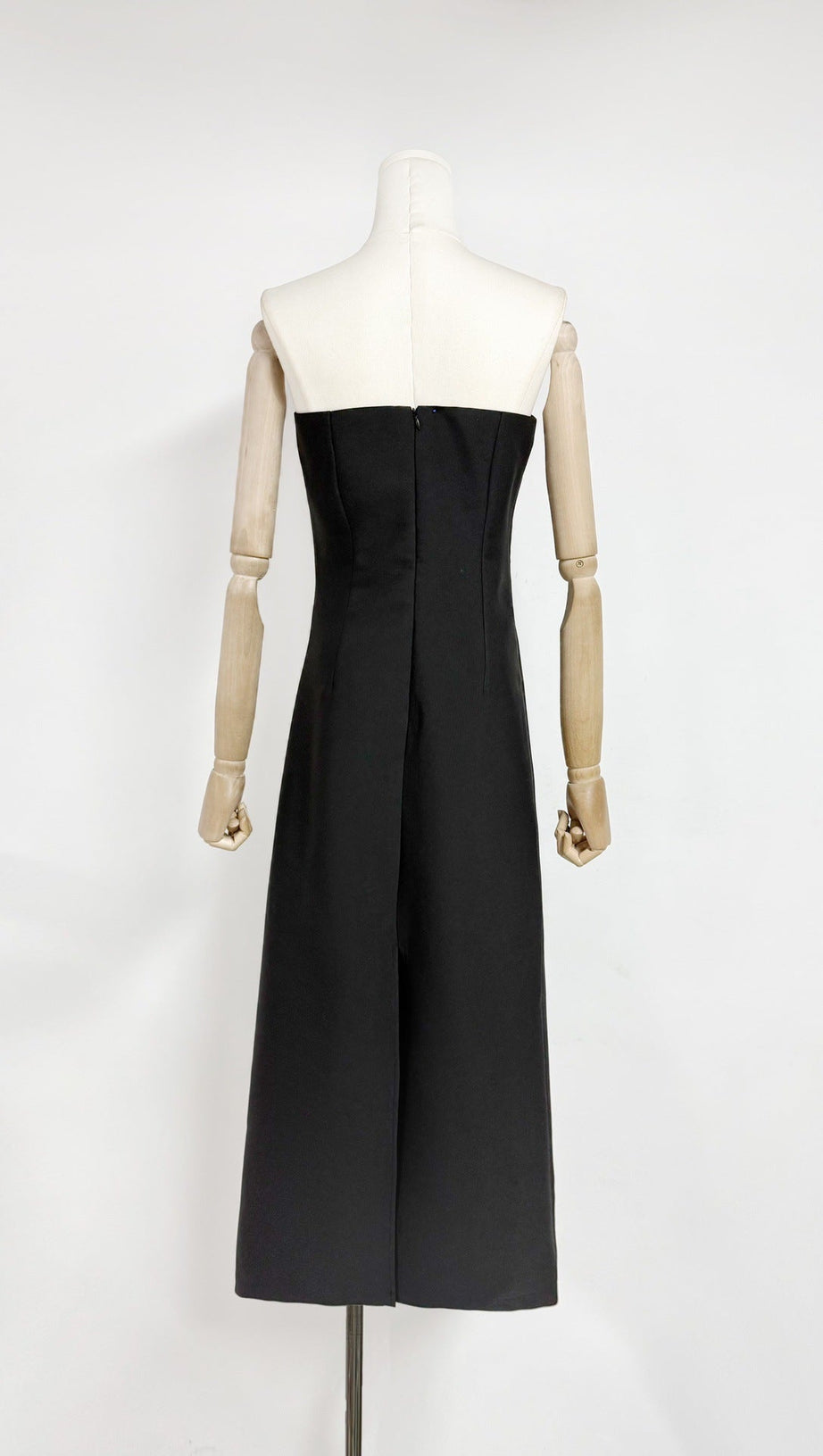 SUZANNE APPLIQUÉ FLORAL BUSTIER MAXI DRESS IN BLACK