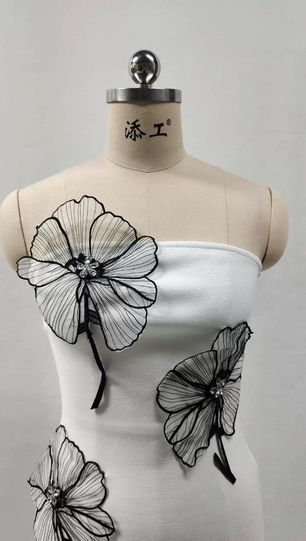 AIIZIE OFF SHOULDER FLORAL MINI DRESS IN WHITE - product image
