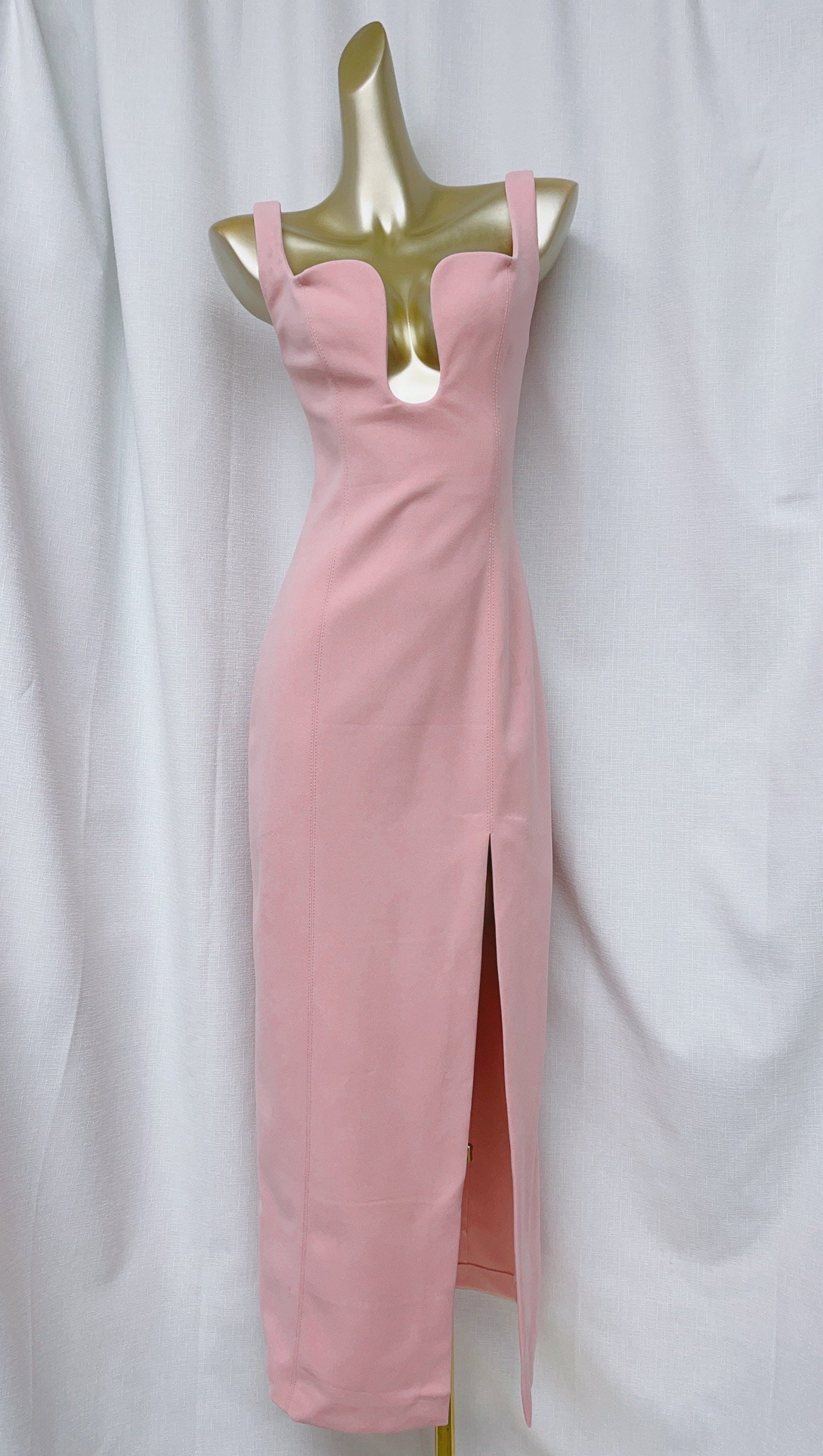 SLIT BONDED CREPE GOWN IN PINK