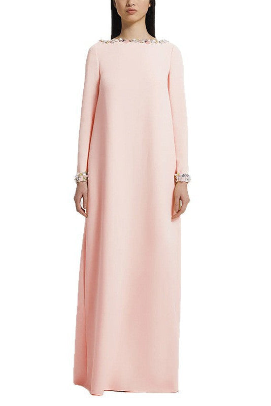Blush Pink Kaftan-Style Maxi Dress