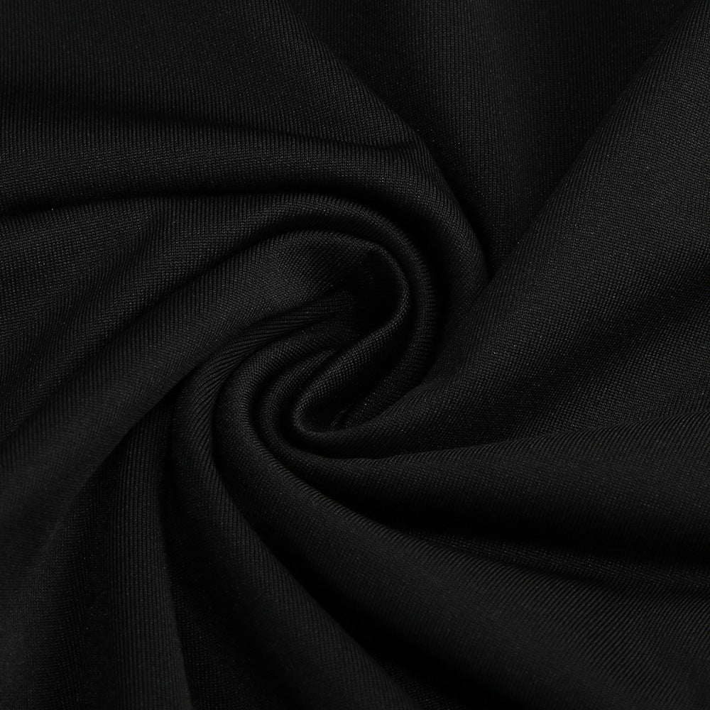 AIIZIE BLACK STRAPLESS RUCHED MIDI DRESS WITH FLORAL DETAILS - product image