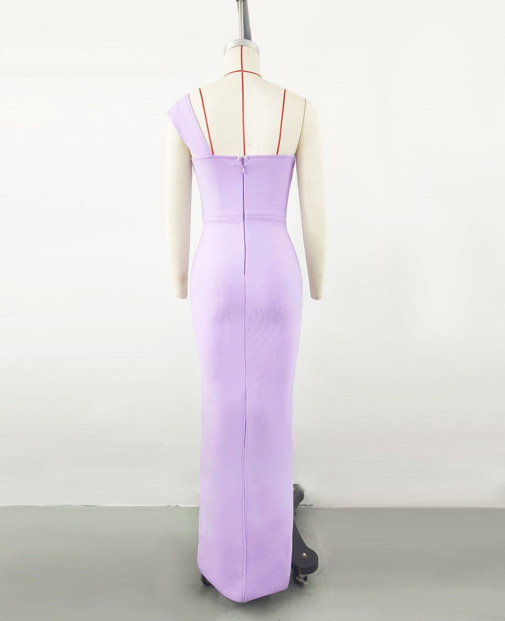 PURPLE ONE-SHOULDER FLORAL BANDAGE SPLIT MAXI DRESS