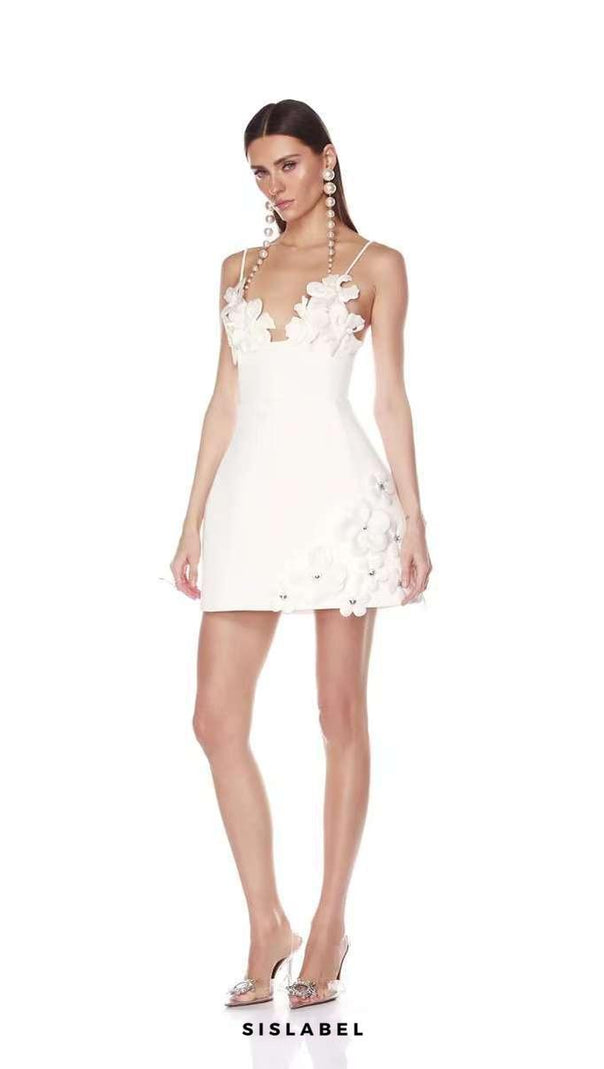 lyuba 3d flower embellished A-line mini dress - white